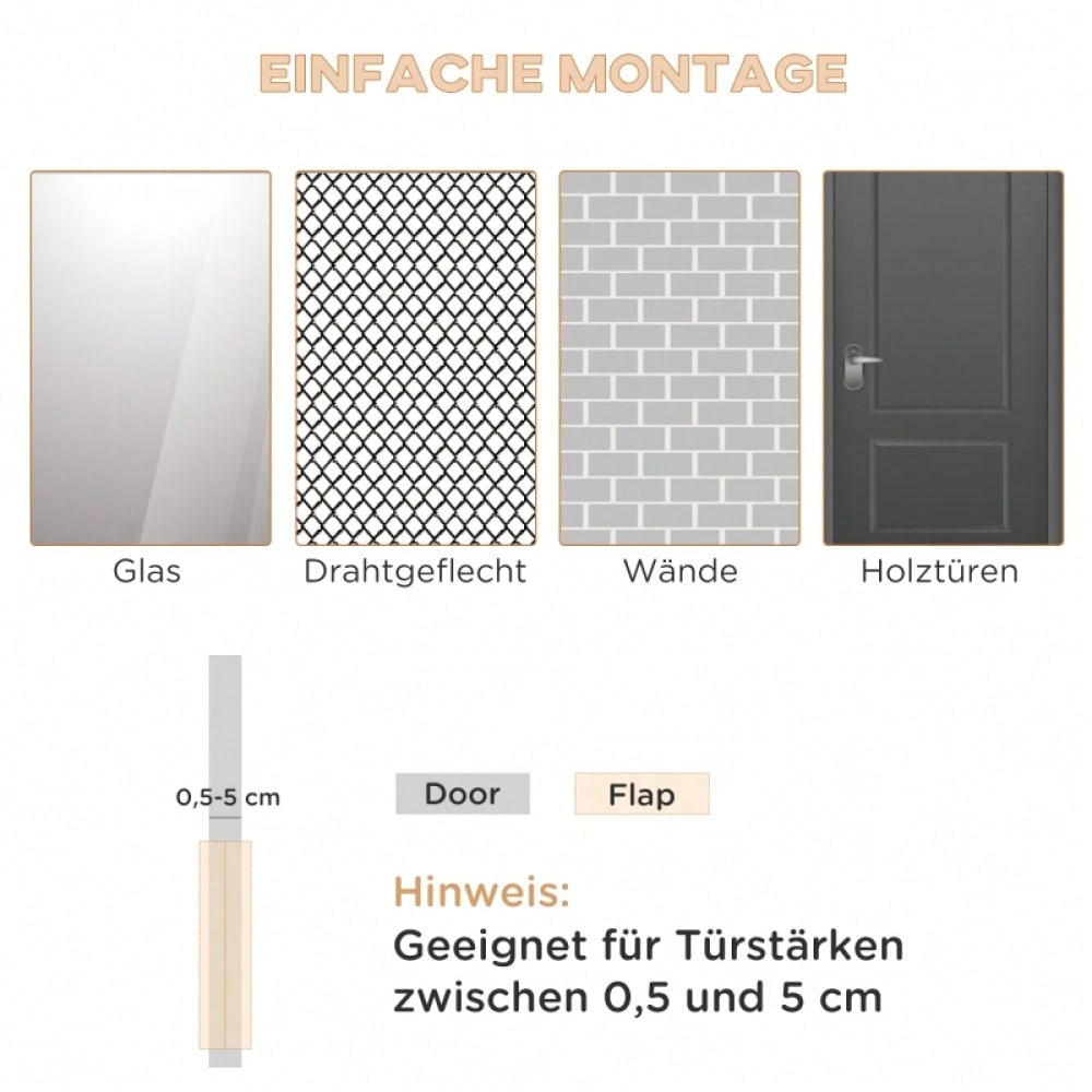 Katzenklappe mit 4 Verschluss-Optionen & Magnet – Tierklappe für Hunde und Katzen, universell für Innen- und Außentüren, 30 x 29 x 10 cm – von PawHut