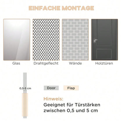 Katzenklappe mit 4 Verschluss-Optionen & Magnet – Tierklappe für Hunde und Katzen, universell für Innen- und Außentüren, 30 x 29 x 10 cm – von PawHut