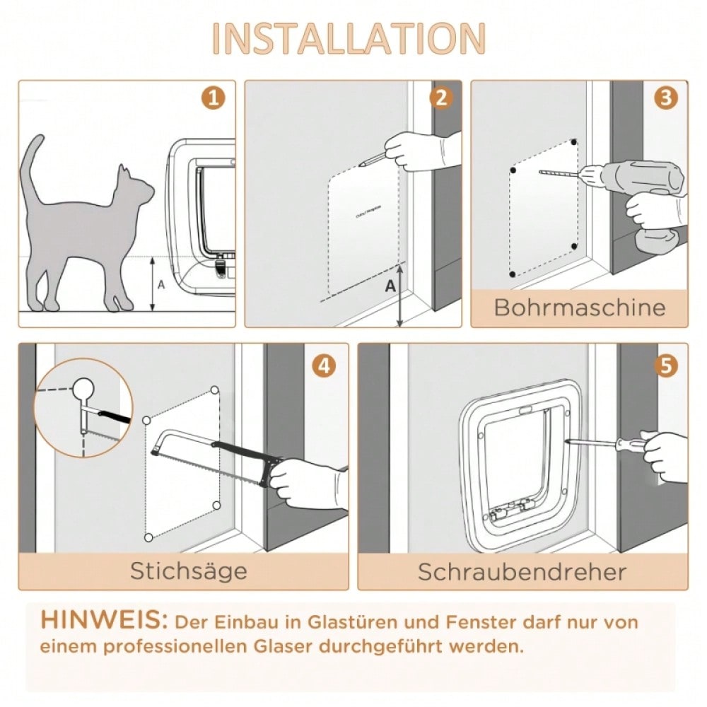 Katzenklappe mit 4 Verschluss-Optionen & Magnet – Tierklappe für Hunde und Katzen, universell für Innen- und Außentüren, 30 x 29 x 10 cm – von PawHut