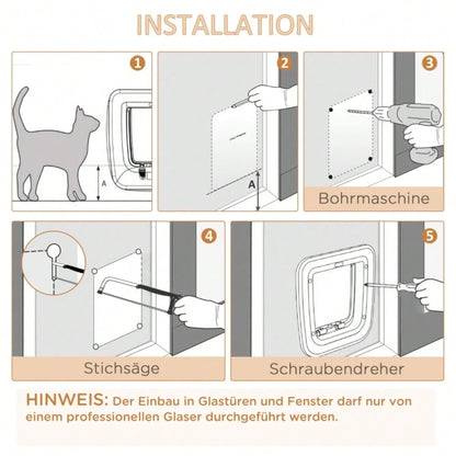 Katzenklappe mit 4 Verschluss-Optionen & Magnet – Tierklappe für Hunde und Katzen, universell für Innen- und Außentüren, 30 x 29 x 10 cm – von PawHut