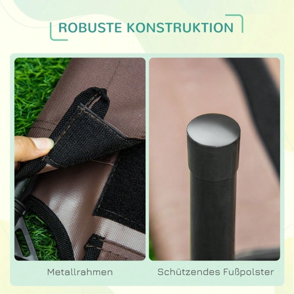 Hundebett Outdoor mit Baldachin – Erhöhtes, atmungsaktives Haustierbett aus Taftstoff, 76 x 61 x 73 cm (LxBxH), kaffeefarben – von PawHut