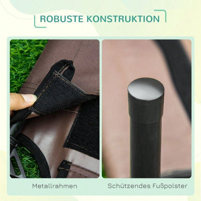 Hundebett Outdoor mit Baldachin – Erhöhtes, atmungsaktives Haustierbett aus Taftstoff, 76 x 61 x 73 cm (LxBxH), kaffeefarben – von PawHut