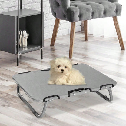 Faltbares Hundebett Outdoor – Klappbare Hundeliege & Katzenbett für drinnen und draußen, grau, 59 x 46 x 15 cm (LxBxH) – von PawHut