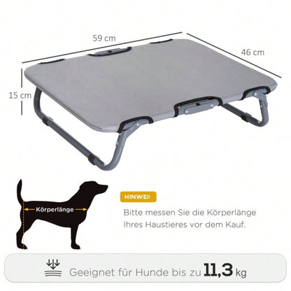 Faltbares Hundebett Outdoor – Klappbare Hundeliege & Katzenbett für drinnen und draußen, grau, 59 x 46 x 15 cm (LxBxH) – von PawHut
