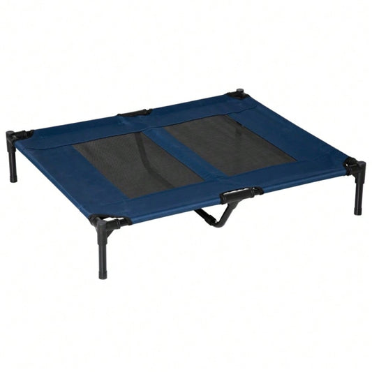 Hundebett Outdoor aus 600D Oxford-Stoff & Metall – Wetterfeste, erhöhte Hundeliege & Katzenbett für drinnen und draußen, 91,5 x 76,2 x 18 cm, blau – von PawHut