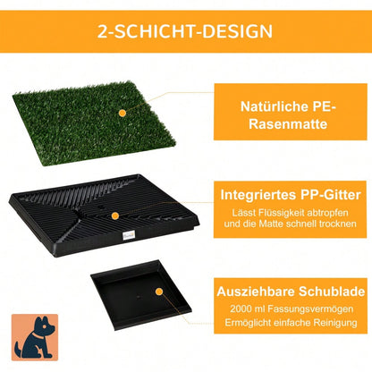 Hundetoilette mit Kunstgras | Haustierklo für Balkon & Wohnung | 63x51x6 cm | von PawHut