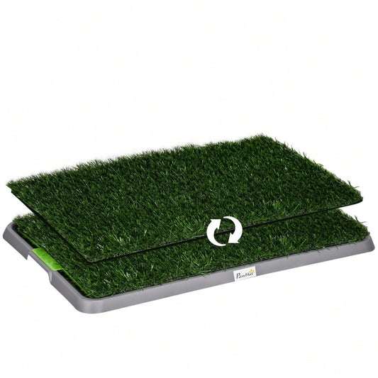 Hundetoilette mit 2 Kunstgras Matten | Hundeklo für Welpen & Töpfchentraining | Indoor & Outdoor | 67x41 cm | von PawHut