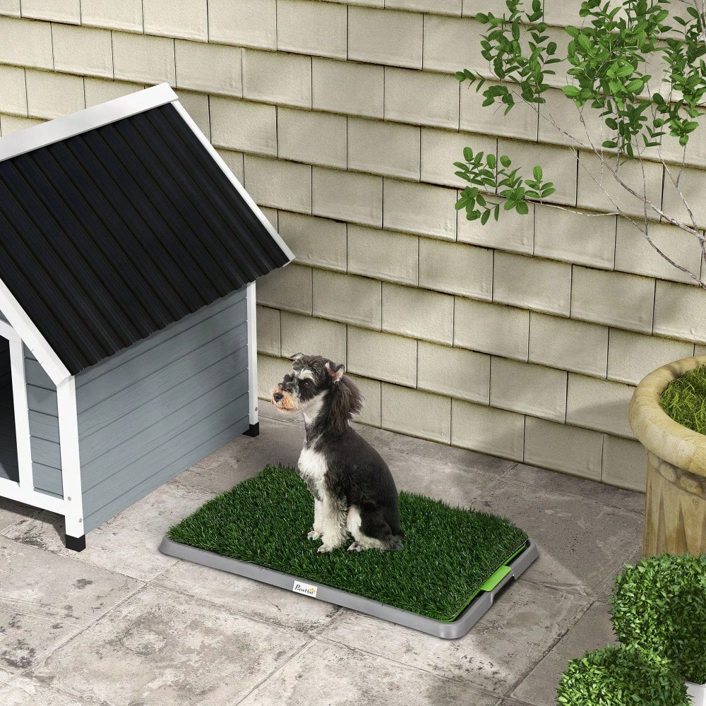 Hundetoilette mit 2 Kunstgras Matten | Hundeklo für Welpen & Töpfchentraining | Indoor & Outdoor | 67x41 cm | von PawHut