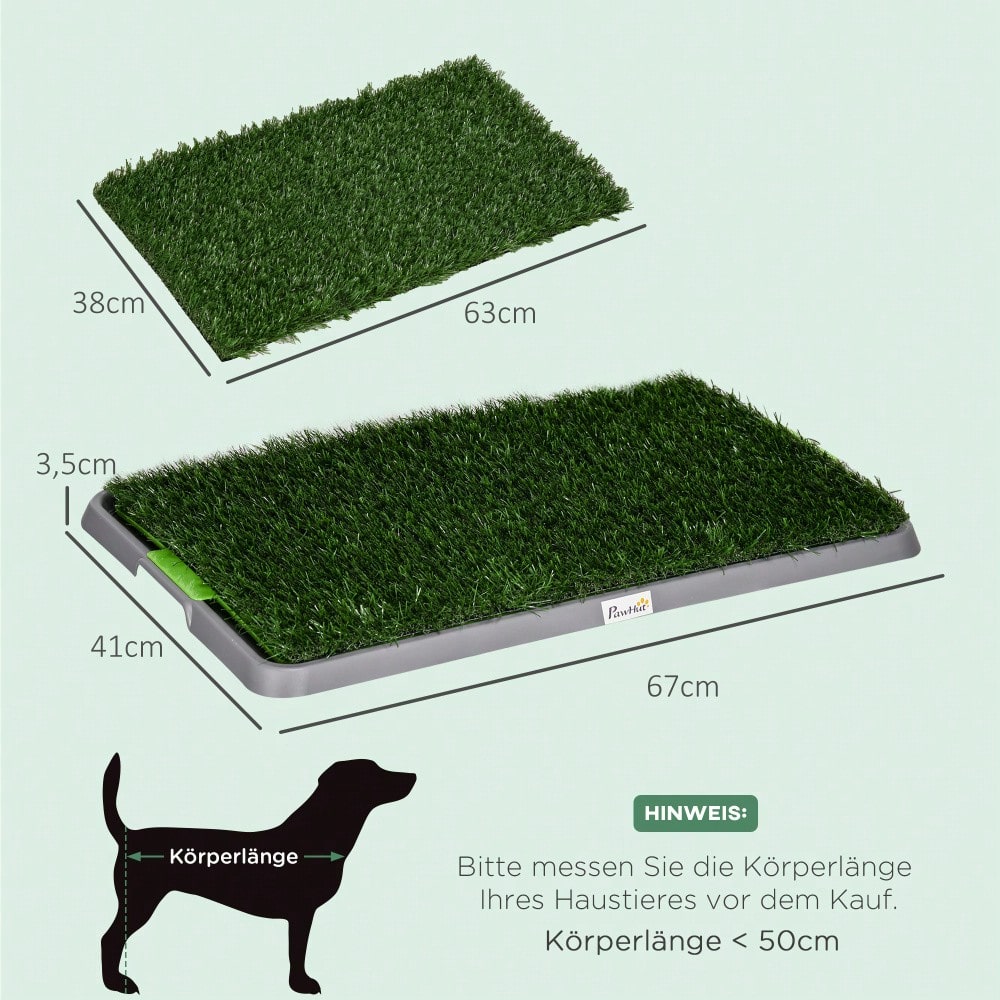 Hundetoilette mit 2 Kunstgras Matten | Hundeklo für Welpen & Töpfchentraining | Indoor & Outdoor | 67x41 cm | von PawHut