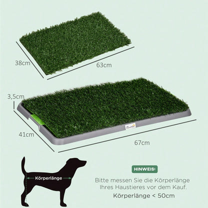 Hundetoilette mit 2 Kunstgras Matten | Hundeklo für Welpen & Töpfchentraining | Indoor & Outdoor | 67x41 cm | von PawHut