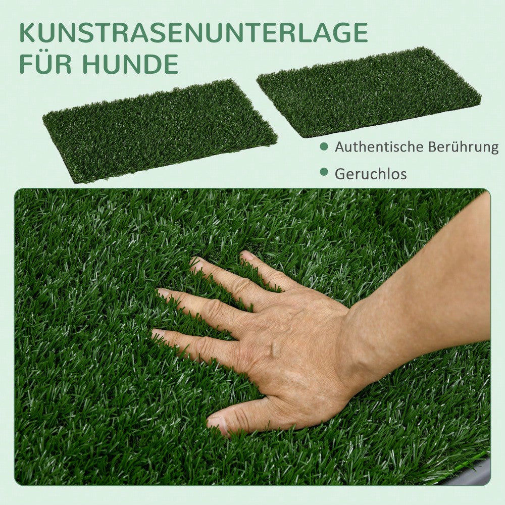 Hundetoilette mit 2 Kunstgras Matten | Hundeklo für Welpen & Töpfchentraining | Indoor & Outdoor | 67x41 cm | von PawHut