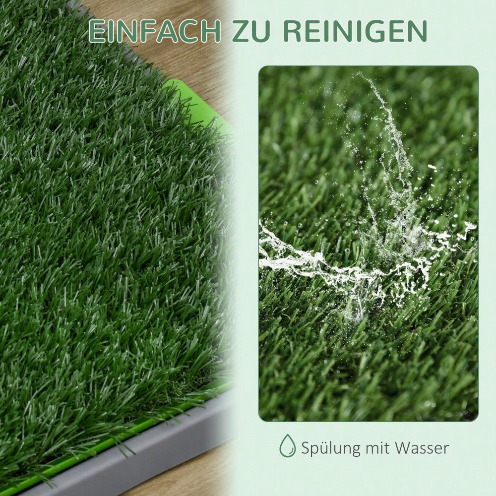 Hundetoilette mit 2 Kunstgras Matten | Hundeklo für Welpen & Töpfchentraining | Indoor & Outdoor | 67x41 cm | von PawHut