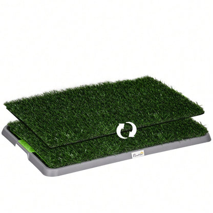 Hundetoilette mit 2 Kunstgras Matten | Hundeklo für Welpen & Töpfchentraining | Indoor & Outdoor | 67x41 cm | von PawHut
