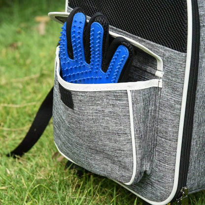 2-in-1 Hundetrolley: Transporttasche & Haustierrucksack für Hunde & Katzen | Mit Belüftungsfenster & Tür | Für Reisen, Tierarzt & Outdoor | 43x33x51.5 cm | Grau | von PawHut