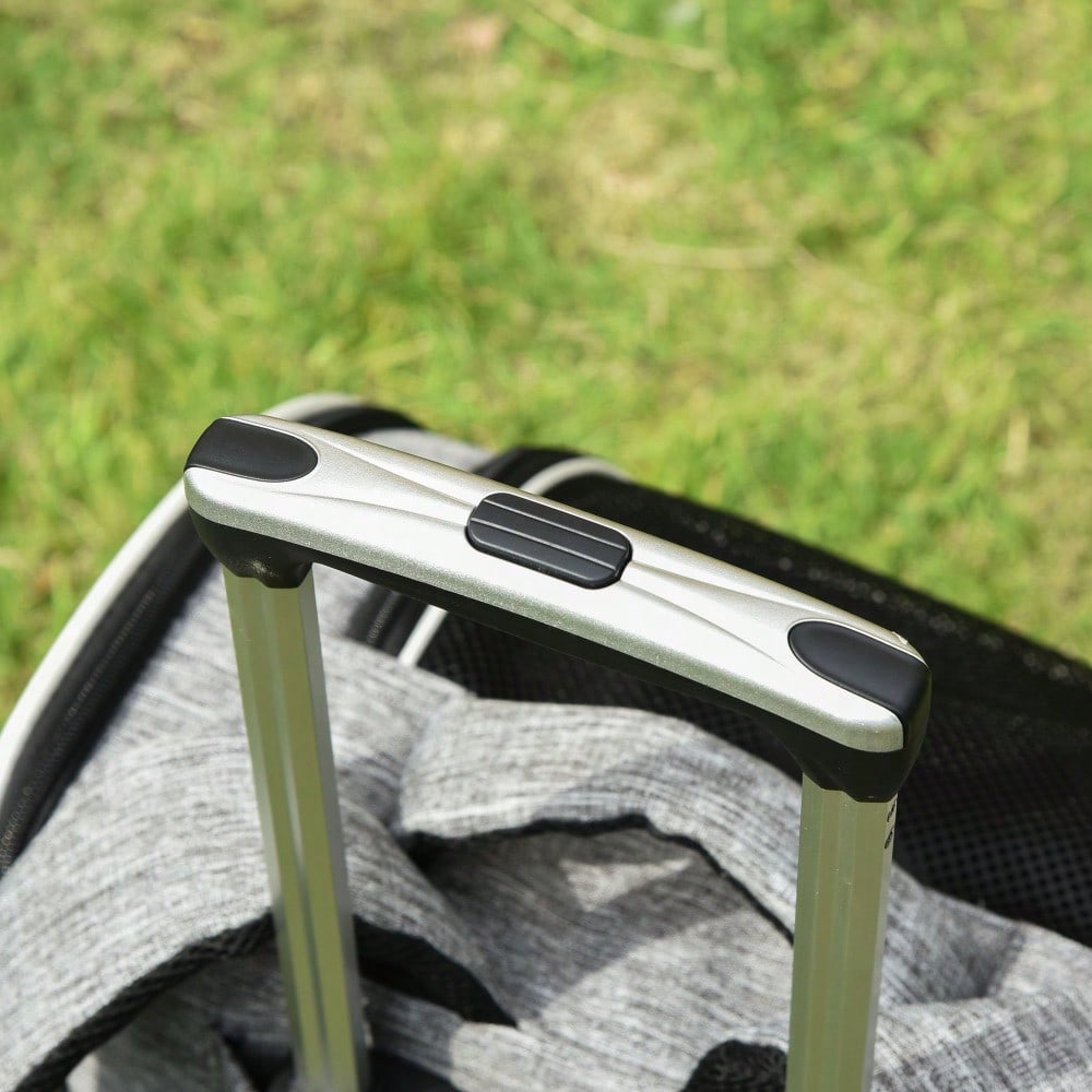 2-in-1 Hundetrolley: Transporttasche & Haustierrucksack für Hunde & Katzen | Mit Belüftungsfenster & Tür | Für Reisen, Tierarzt & Outdoor | 43x33x51.5 cm | Grau | von PawHut