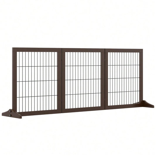 Hundegitter aus Kiefernholz | Freistehendes Absperrgitter für Wohnung, Türdurchgänge & Korridore | 185x36x71 cm | Braun | von PawHut