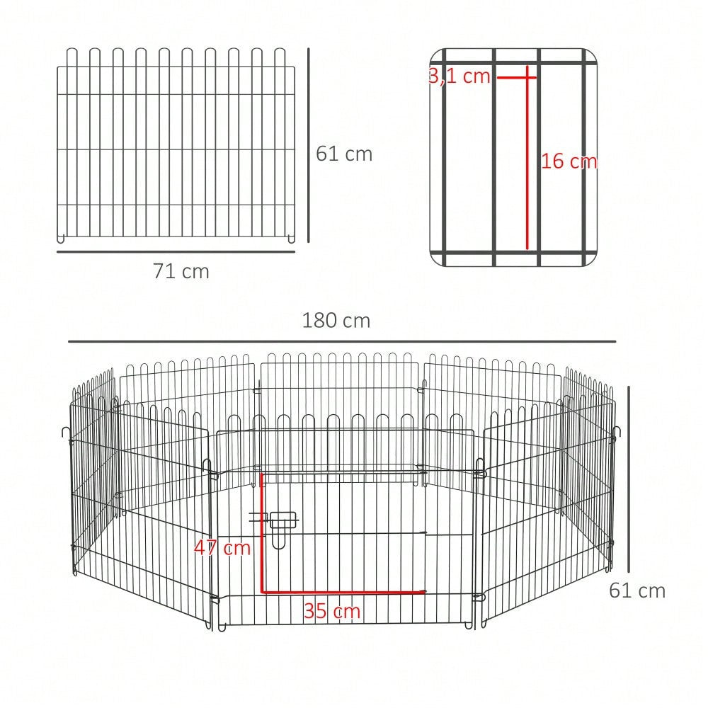 Flexibler Welpenauslauf in 5 Größen | Freilaufgehege & Laufstall | Individuell konfigurierbarer Welpenzaun | 8x Paneele à 71x61 cm | von PawHut