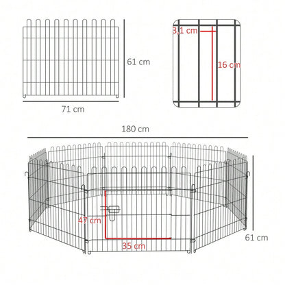 Flexibler Welpenauslauf in 5 Größen | Freilaufgehege & Laufstall | Individuell konfigurierbarer Welpenzaun | 8x Paneele à 71x61 cm | von PawHut