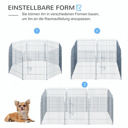 8-teiliges Freilaufgehege für Welpen | Sicherer & Stabiler Welpenauslauf & Laufstall | Flexibel Konfigurierbar | 8 Paneele à 63x76 cm | von PawHut