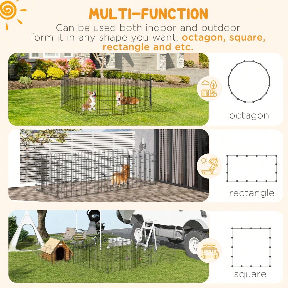 Flexibler Welpenauslauf in 5 Größen | Freilaufgehege & Laufstall | Individuell konfigurierbarer Welpenzaun | 8x Paneele à 71x61 cm | von PawHut