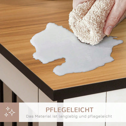Hundekäfig für die Wohnung | Für kleine & mittelgroße Hunde | Mit verriegelbaren Türen & Spanplatten-Dach | 106x60x76 cm | Dunkelbraun/Weiß | von PawHut
