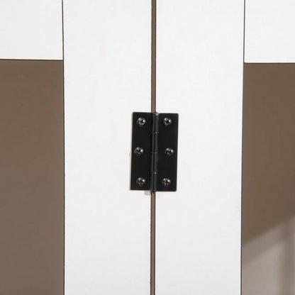 Hundekäfig für die Wohnung | Für kleine & mittelgroße Hunde | Mit verriegelbaren Türen & Spanplatten-Dach | 106x60x76 cm | Dunkelbraun/Weiß | von PawHut
