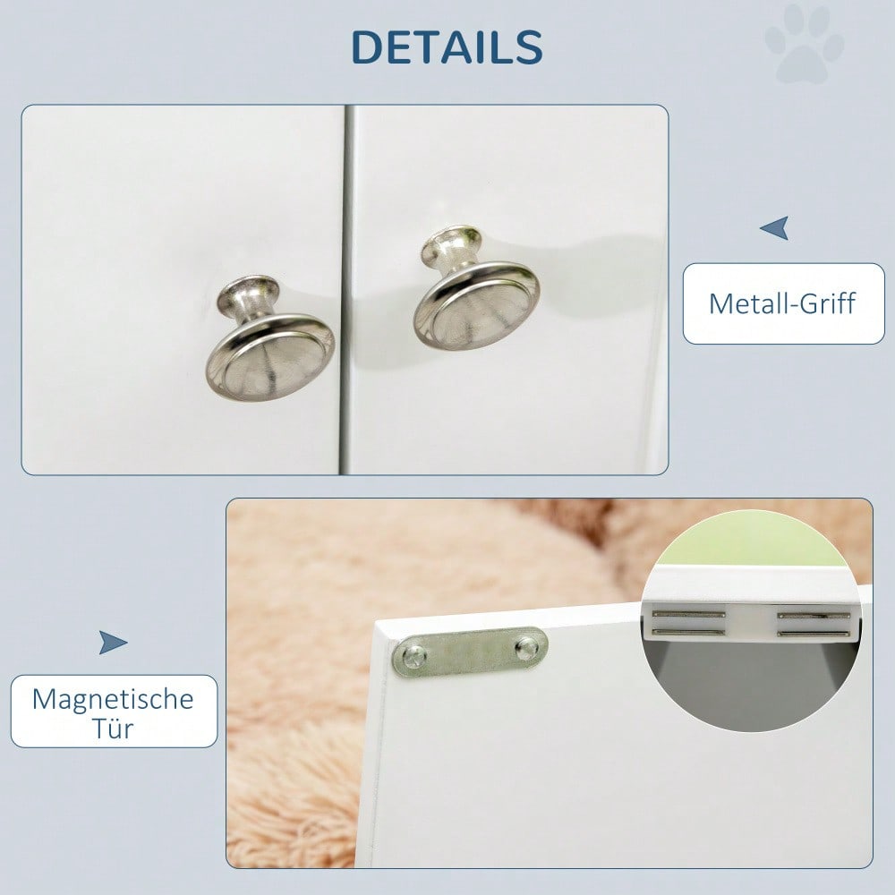Hundenapfständer mit 44L Stauraum & Magnettüren | Erhöhte Futterstation mit 2 Edelstahlschüsseln | Für große Hunde | Futternapf & Wassernapf | Weiß | von PawHut