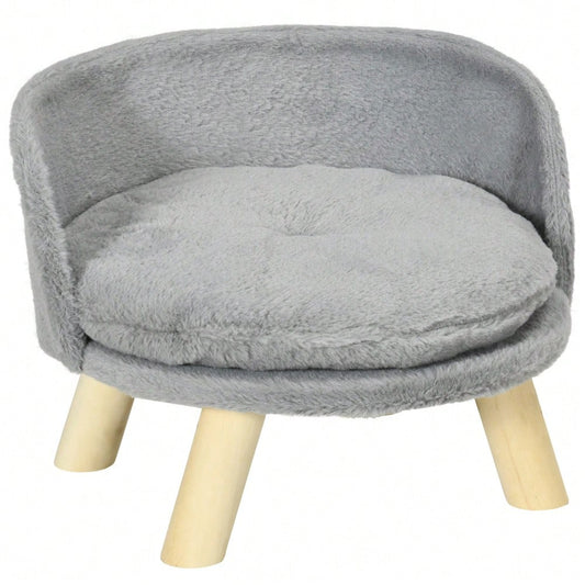 Hundebett mit rutschfesten Holzfüßen | Gemütliches Hundesofa & Katzenbett mit Polsterkissen | Für den Innenbereich | Grau | 40.5x40.5x33 cm | von PawHut
