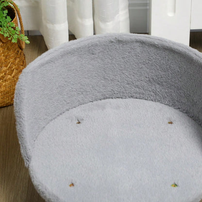 Hundebett mit rutschfesten Holzfüßen | Gemütliches Hundesofa & Katzenbett mit Polsterkissen | Für den Innenbereich | Grau | 40.5x40.5x33 cm | von PawHut