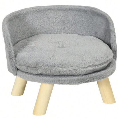 Hundebett mit rutschfesten Holzfüßen | Gemütliches Hundesofa & Katzenbett mit Polsterkissen | Für den Innenbereich | Grau | 40.5x40.5x33 cm | von PawHut