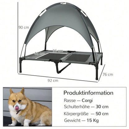 Baldachin Hundebett atmungsaktiv aus Taftstoff | Gemütlicher Schlafplatz für Hunde | Grau | 92x76x90 cm | von PawHut