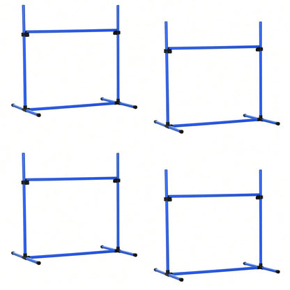 4-teiliges Agility-Set für Hunde | Höhenverstellbar mit 2 Hürden & 2 Slalomstangen | Inkl. 4 Bodenstangen aus Kunststoff | Für Indoor/Outdoor | Blau | 99x65x94 cm | von PawHut