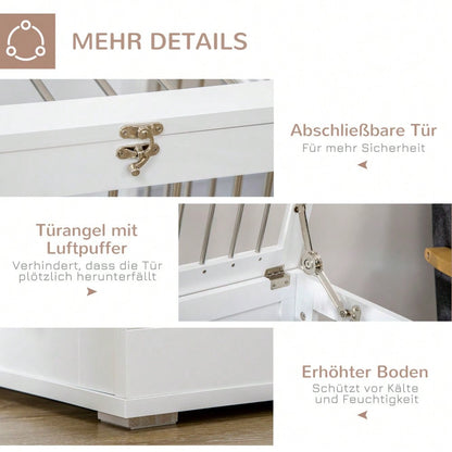 Hundekäfig mit Transportfunktion | Für mittelgroße Hunde | Mit sicherer Türverriegelung | Aus robustem Metall | Weiß | 80x50x56.5 cm | von PawHut