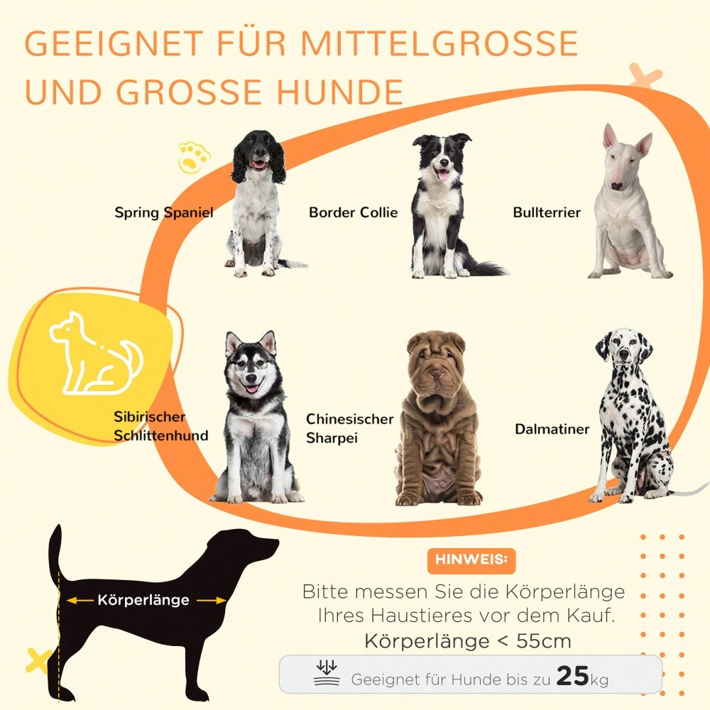 PawHut Hundekäfig mit Polster & 2 Türen, Hundebox mit Doppelverriegelung für mittelgroße Hunde, grau, 90x58x65 cm