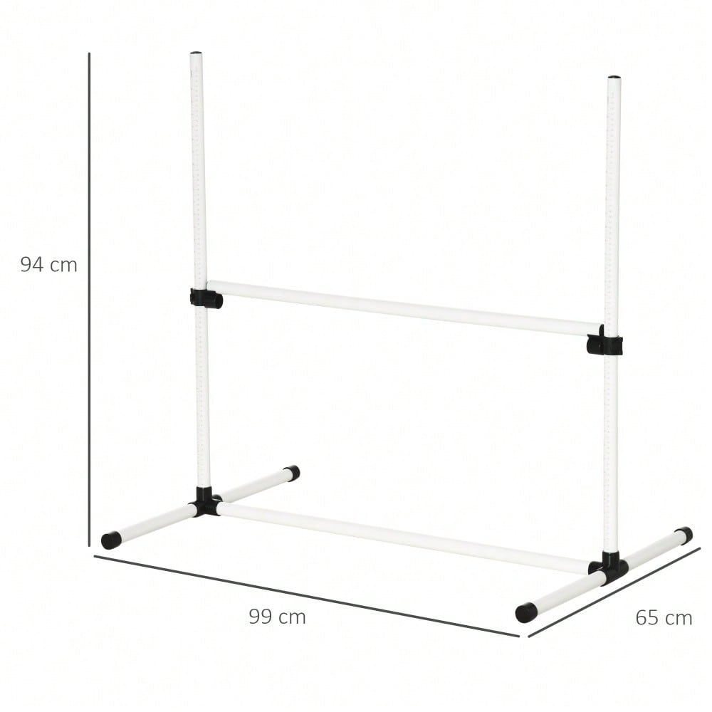 PawHut Agility-Set für Hunde, 4 Hürden & 5 Slalomstangen, Trainingszubehör aus Kunststoff, für aktives Hundetraining, weiß, 94x99x65 cm