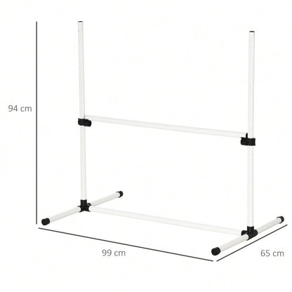 PawHut Agility-Set für Hunde, 4 Hürden & 5 Slalomstangen, Trainingszubehör aus Kunststoff, für aktives Hundetraining, weiß, 94x99x65 cm