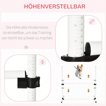PawHut Agility-Set für Hunde, 4 Hürden & 5 Slalomstangen, Trainingszubehör aus Kunststoff, für aktives Hundetraining, weiß, 94x99x65 cm