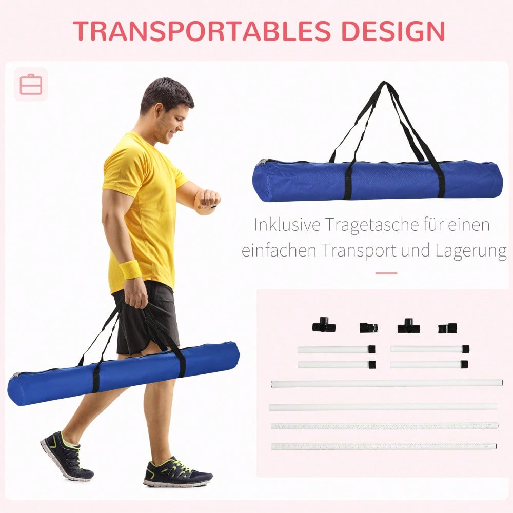 PawHut Agility-Set für Hunde, 4 Hürden & 5 Slalomstangen, Trainingszubehör aus Kunststoff, für aktives Hundetraining, weiß, 94x99x65 cm