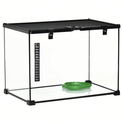 PawHut Glasterrarium für Reptilien, 50x30x35 cm, mit Metallrahmen, Terrarium Box zur Zucht & Fütterung