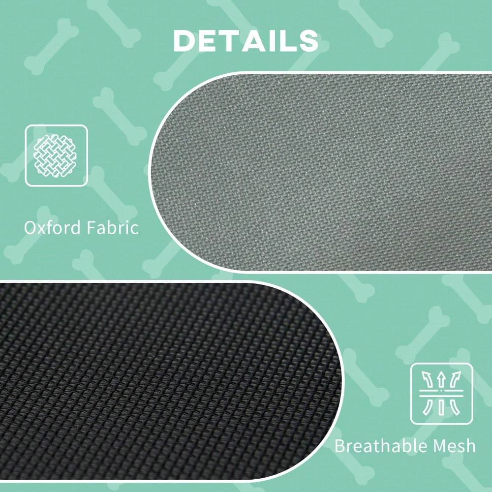 PawHut Outdoor Hundebett mit Dach, erhöhte & atmungsaktive Liege aus Taftstoff für Hunde, grau, 76x61x73 cm