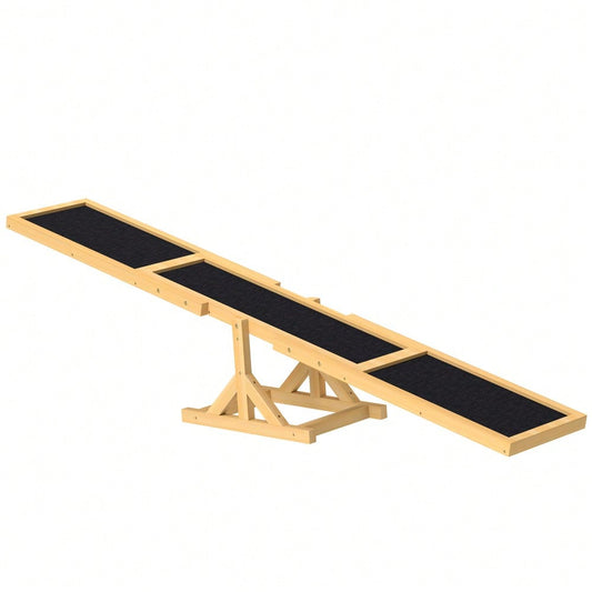 PawHut Agility-Wippe aus Holz, rutschfeste Balance-Trainingsrampe für Hunde bis 30 kg, 180x30x30 cm, gelb