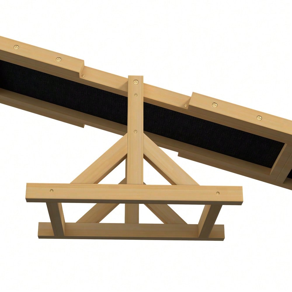PawHut Agility-Wippe aus Holz, rutschfeste Balance-Trainingsrampe für Hunde bis 30 kg, 180x30x30 cm, gelb