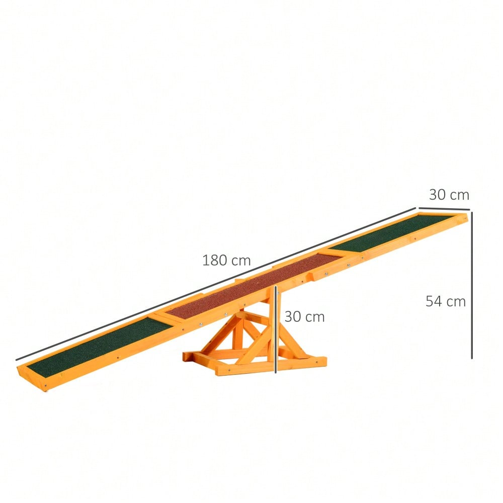 PawHut Agility-Wippe für Hundetraining, Balancebrett aus Holz für Welpen & Hunde, 180x30x30 cm
