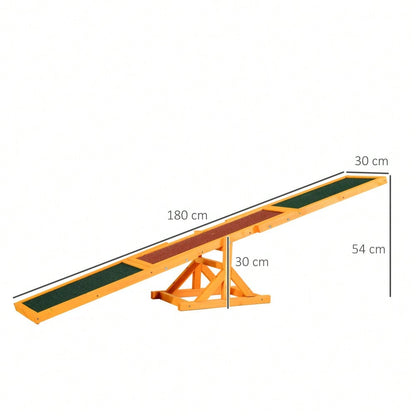 PawHut Agility-Wippe für Hundetraining, Balancebrett aus Holz für Welpen & Hunde, 180x30x30 cm