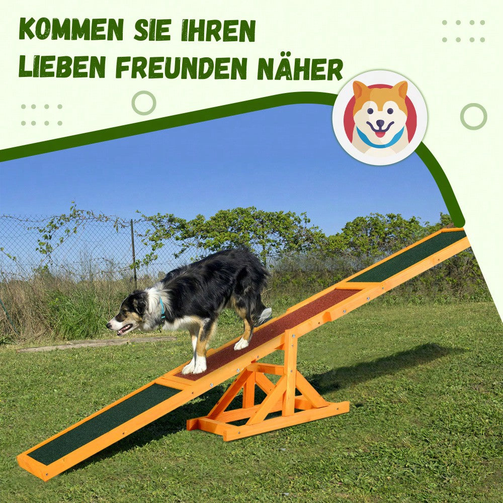 PawHut Agility-Wippe für Hundetraining, Balancebrett aus Holz für Welpen & Hunde, 180x30x30 cm