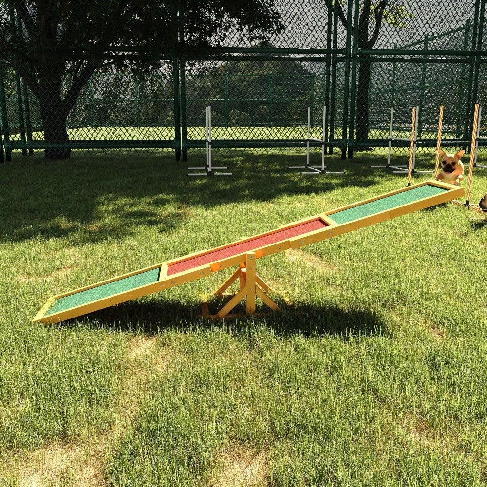 PawHut Agility-Wippe für Hundetraining, Balancebrett aus Holz für Welpen & Hunde, 180x30x30 cm