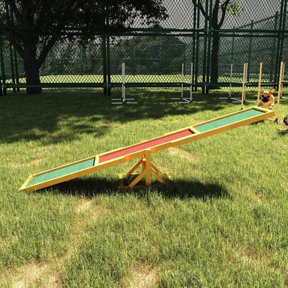 PawHut Agility-Wippe für Hundetraining, Balancebrett aus Holz für Welpen & Hunde, 180x30x30 cm