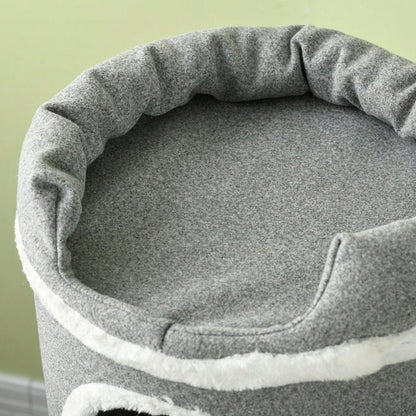 PawHut Kratztonne für Katzen mit Katzenbett, Spielball & Plattformen, 99 cm Katzenspielzeug und Kratzmöbel, grau