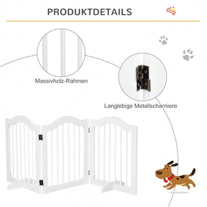 PawHut 3-teiliges Hundegitter aus MDF, Schutzgitter mit Stützfüßen, faltbare Absperrung für Hunde, 154,5x29,5x61 cm, weiß