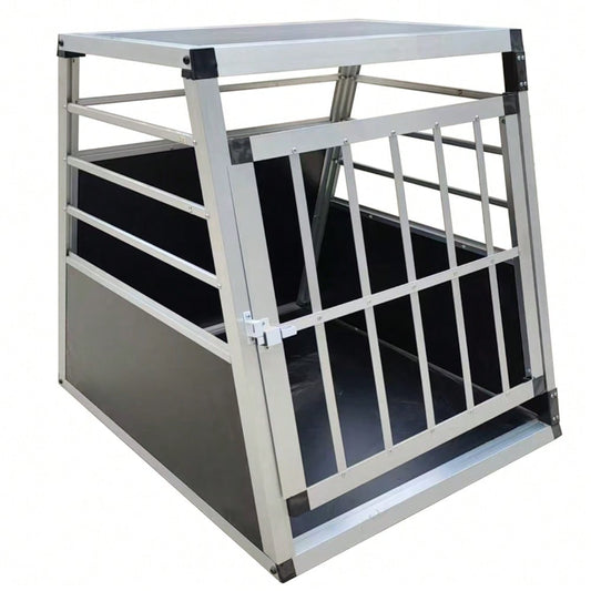 Aluminium Hundetransportbox für Auto, stabile Reisebox Metallgitter Transportbox für Hunde, 60x70x67,5 cm, schwarz